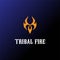 Simple Tribal Fire Flame Tattoo Logo Design Vector