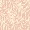 Simple tropical seamless pattern with leaf branches. Pastel foliage silhouettes stylized artwork in pink tones