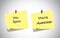 Simple unique positive feedback text post it notes collection set