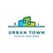 Simple urban town line art logo vector