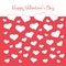 Simple valentines card with white hearts. Vector