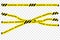 Simple Vector Black and Yellow Ribbon, Police Line, quarantine, Do Not Cross Due The Corid-19 Pandemic, at transparent Effect