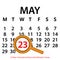 Simple vector calendar. May 23th. Commemorate the International Day to End Obstetric Fistula
