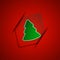 Simple vector christmas tree on red background