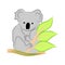 Simple vector doodle koala sitting on a branch