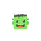 Simple vector flat art square cartoon icon of Frankenstein or zombie face