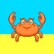 Simple vector flat pixel art illustration of cartoon cute smiling eyelash crab