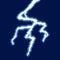 Simple vector flat pixel art illustration of cartoon thunder lightning from above
