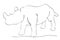 simple vector hand draw sketch rhinoceros, isolated on white