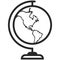 Simple Vector Icon of a classic school globe in line art style. Pixel perfect. Basic education element.