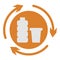 Simple vector icon of plastic recycling and disposal