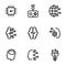 Simple vector icons. Flat illustration on a theme Artificial intellect, mind, technology