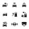 Simple vector icons. Flat illustration on a theme Driverless autonomous car