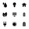 Simple vector icons. Flat illustration on a theme Ecology, energy, battery, solar panel