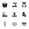 Simple vector icons. Flat illustration on a theme scales, weighing, weight, balance