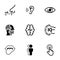 Simple vector icons. Flat illustration on a theme Sense organs, man, mind