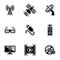 Simple vector icons. Flat illustration on a theme Tv, satellite, broadcasting