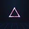 Simple vector illustration in 80s style of pink chrome geometric sign of the triangle shape