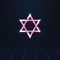 Simple vector illustration in 80s style of pink chrome religious sign of the star of david