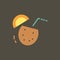 Simple vector illustration with ability to change. Silhouette icon coconut