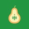 Simple vector illustration with ability to change. Silhouette icon sliced pear