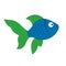 Simple vector illustration of blue fish for children. aquarium small cartoon cute fish