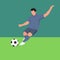 Simple Vector illustration drawing of a young talented football player taking a free-kick. Soccer match sports concept. Practice