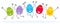 Simple vector illustration of five colorful flat design easter eggs, cartoon characters jumping