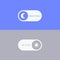 Simple vector illustration of the night and day mode switch buttons with flat sun and moon icons.