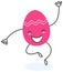 Simple vector illustration of a pink flat design easter egg cartoon character jumping and celebrating