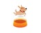 Simple vector illustration of running puppy dog and foodbowl