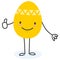 Simple vector illustration of a yellow flat design easter egg cartoon character giving thumbs up