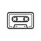 simple vector line art icon of old school music cassette