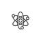 Simple vector line art outline atom icon