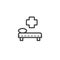 Simple vector line art outline hospital bed icon