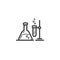 Simple vector line art outline icon of chemical beakers