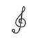 Simple vector line art treble clef icon