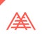 Simple vector logo in a modern style. Top of the mountain in the form of letter M.