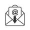 Simple vector mail icon, to close the letter. Stock design isolated on a white background, empty outline