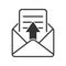 Simple vector mail icon, to open the letter. Stock design isolated on a white background, empty outline