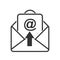 Simple vector mail icon, to open the letter. Stock design isolated on a white background, empty outline