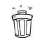 Simple Vector Outline Hand Draw Sketch of Closed Empty Clean and tidy trash bin, at White
