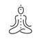 Simple vector outline icon. Meditating human silhouette with seven chakras. Yoga and meditation symbol. Logo template