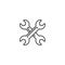 simple vector outline line art icon of crossed spanners