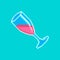 Simple vector pixel art illustration of tilted wine glass with wine inside