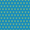 Simple vector pixel art seamless pattern of golden coat of arms of Ukraine on blue background