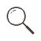 Simple vector pixel art sign of classic magnifier with handle