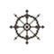 Simple vector pixel art sign of old marine ships steering wheel