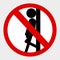 Simple vector prohibition sign, Do Not Lean at wall or Door at gray background