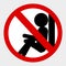 Simple vector prohibition sign, Do Not Lean at wall or Door at gray background